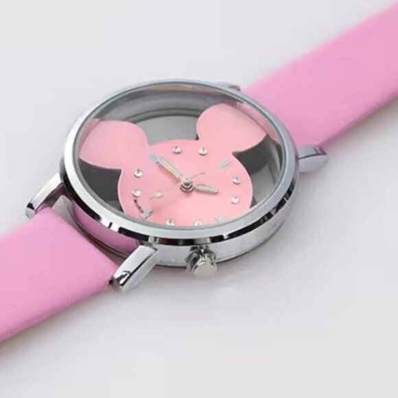 Minnie Mouse Watch Clear Face Quartz Adjustable Band Barbie Pink One Size - Picture 4 of 15